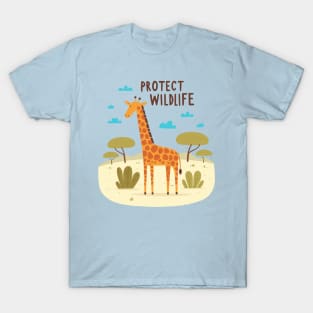 Giraffe Protect Wildlife Kids T-Shirt